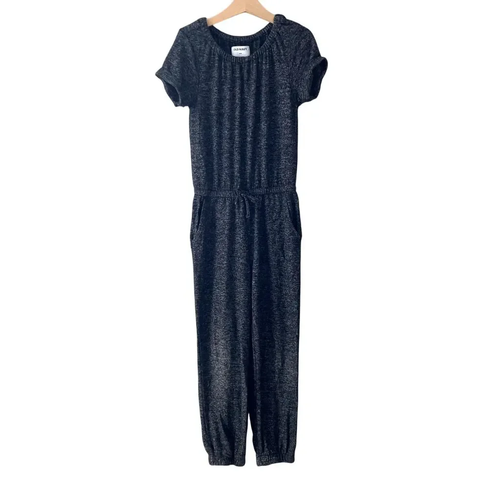 Old Navy Plush Short Sleeve Jumpsuit - Black Jack Space Dye - Medium 8